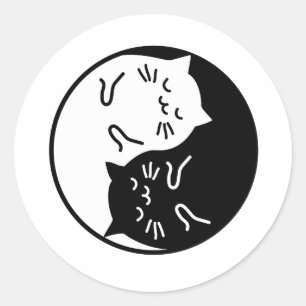 Pegatina Redonda Gatos de Yin Yang