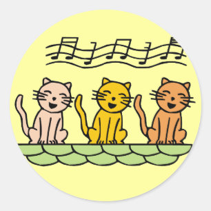Pegatina Redonda Gatos del canto camisetas y regalos