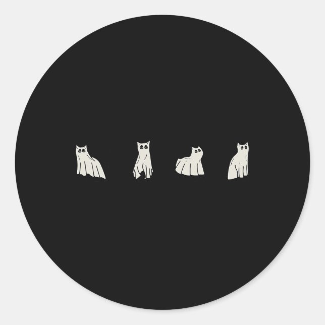 Pegatina Redonda Gatos Fantasma De Halloween Cuestan Gatos Con Vest (Anverso)