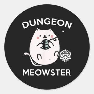Pegatina Redonda Gatos Jugadores De Rpg Misión Secundaria Divertido