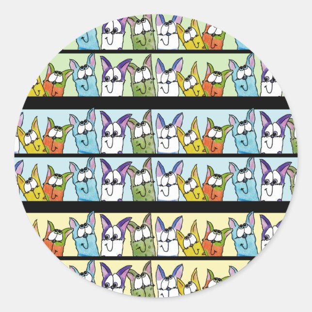 Pegatina Redonda Gatos Kitty Coloridos (Anverso)