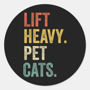 Pegatina Redonda Gatos Mascotas pesados elevables - Divertido entre