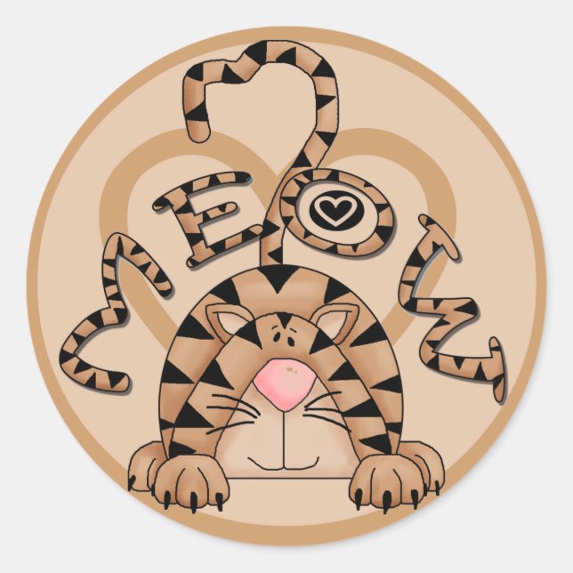 Pegatina Redonda Gato's Meow (Anverso)