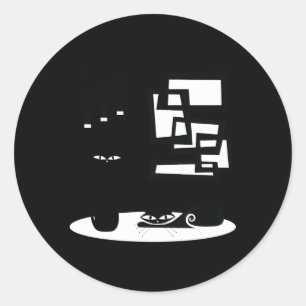 Pegatina Redonda Gatos Modernos Y Atómicos De Mediano Siglo