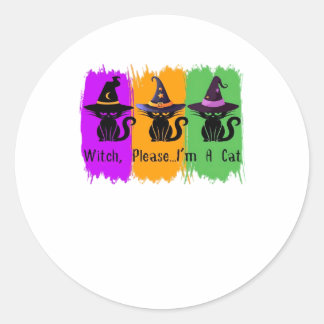 Pegatina Redonda Gatos Negros En Gorras De Brujas Esencial Camiseta