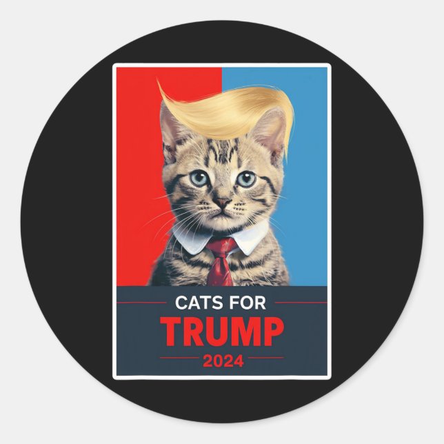 Pegatina Redonda Gatos Para Las Elecciones De Trump 2024 1 (Anverso)