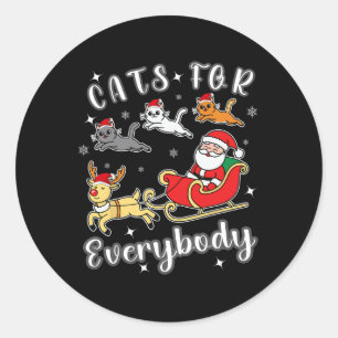 Pegatina Redonda Gatos Para Todos Divertidos Vestidos De Santa Xmas