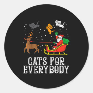 Pegatina Redonda Gatos para todos Navidad Gato Divertido Xmas Mujer