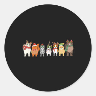 Pegatina Redonda Gatos Para Todos Navidades Gato Graciosas Mujeres