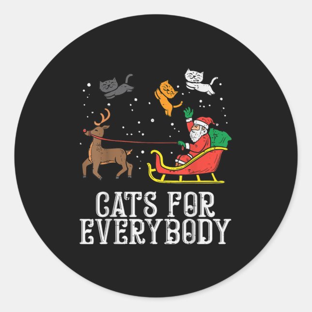 Pegatina Redonda Gatos Para Todos Navidades Gato Graciosas Mujeres  (Anverso)