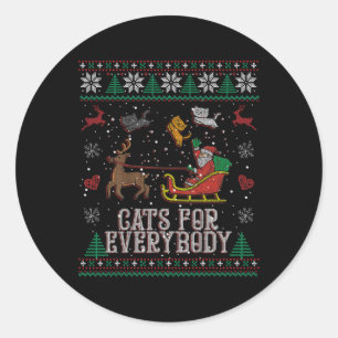 Pegatina Redonda Gatos Para Todos Navidades Gato Graciosas Mujeres