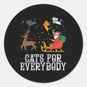 Pegatina Redonda Gatos Para Todos Navidades Gato Graciosas Mujeres 