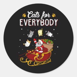 Pegatina Redonda Gatos Para Todos Navidades Gatos Navidades Feo Sw