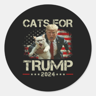 Pegatina Redonda Gatos Para Trump 2024 Divertido Voto Para Trump - 