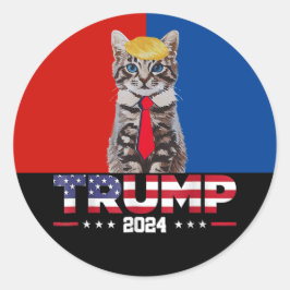 Pegatina Redonda Gatos Para Trump 2024 | Vance Trump Azul Rojo