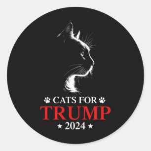 Pegatina Redonda Gatos para Trump Elección 2024 Haz que los Gatos s