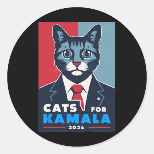 Pegatina Redonda Gatos perfectos para Kamala Harris 2024 Presidente