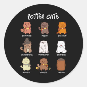 Pegatina Redonda Gatos Potentes Para El Gato Que Ama
