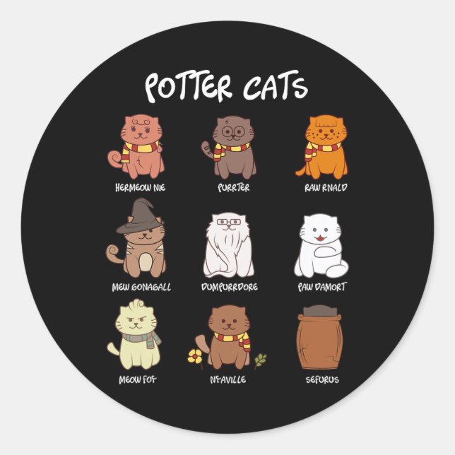Pegatina Redonda Gatos Potentes Para El Gato Que Ama (Anverso)