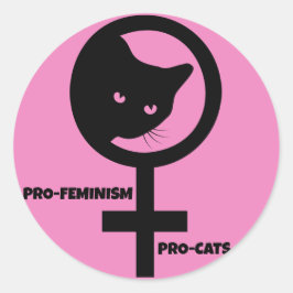 Pegatina Redonda Gatos pro feminismo