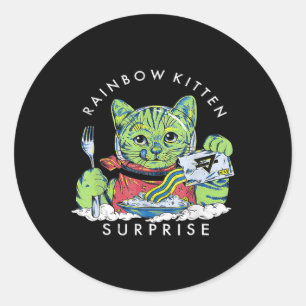 Pegatina Redonda Gatos Rainbow Kitten Surprise Cute Etro Animal