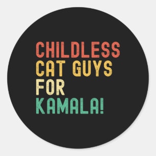 Pegatina Redonda Gatos Sin Hijos Para La Vintage De Kamala Harris 2