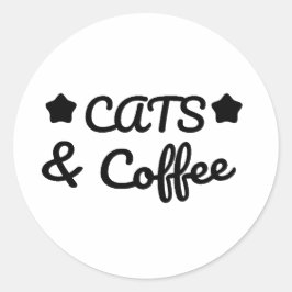 Pegatina Redonda Gatos y café: regalo para amantes de gatos