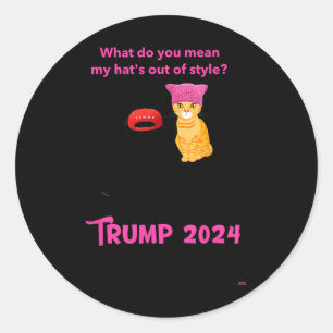 Pegatina Redonda Gatos Y Damas De Gato Para Trump 2024 Divertido