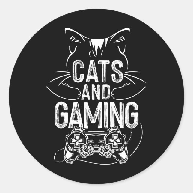 Pegatina Redonda Gatos Y Juegos Divertidos Para La Madre Gato Gato  (Anverso)