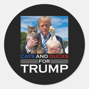 Pegatina Redonda Gatos Y Patos Para Gatitos Y Patos De Trump 2024