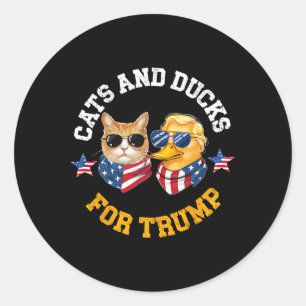 Pegatina Redonda Gatos Y Patos Para Trump 2024