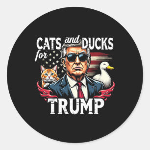 Pegatina Redonda Gatos Y Patos Para Trump 2024 Funny Trump Vance 20