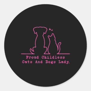 Pegatina Redonda Gatos Y Perros Infantiles Orgullosos Mujeres Vinta