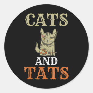 Pegatina Redonda Gatos Y Tatuajes Tentadores Tatuajes