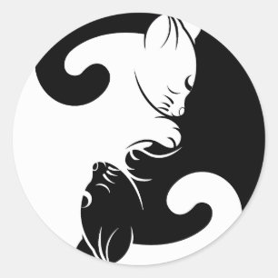 Pegatina Redonda Gatos yin yang