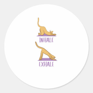 Pegatina Redonda Gatos Yoga Cute Gatos Deporte Exhale Inhale