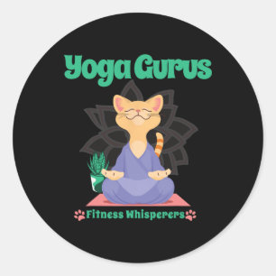Pegatina Redonda Gatos Zen Gurús de Yoga Meditación Calma Vibracion