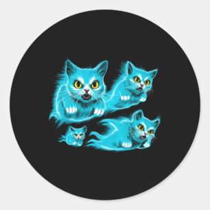 Pegatina Redonda Gats Halloween Funny Flying Ghost Tee