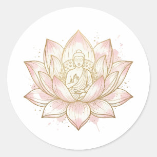 Pegatina Redonda Gautam Buddh Lotus Meditation Sticker Pacífico S