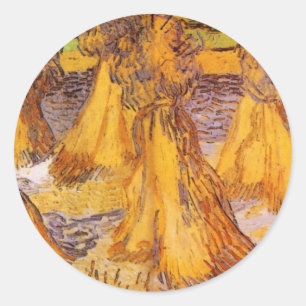 Pegatina Redonda Gavillas de Trigo por Vincent van Gogh