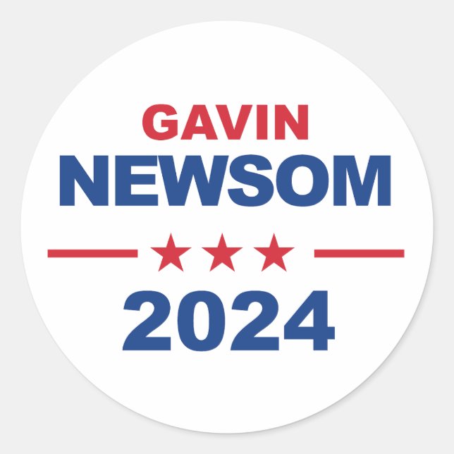Pegatina Redonda Gavin Newsom (Anverso)