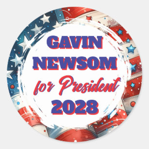 Pegatina Redonda Gavin Newsom para el presidente político