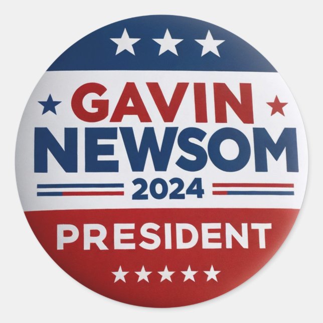 Pegatina Redonda Gavin Newsom para presidente (Anverso)