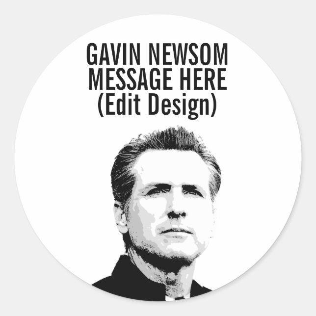Pegatina Redonda Gavin Newsom personalizado (Anverso)