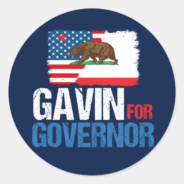 Pegatina Redonda Gavin para gobernador de California en 2018 (Anverso)