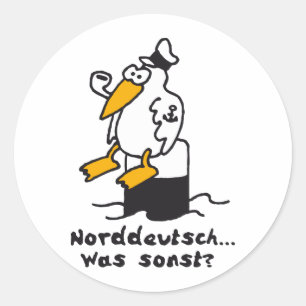 Pegatina Redonda Gaviota al puerto 3c norddeutsch