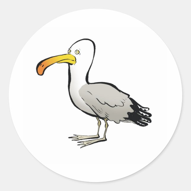 Pegatina Redonda Gaviota au naturel (Anverso)
