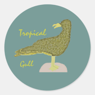 Pegatina Redonda Gaviota tropical marrón