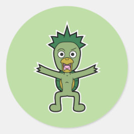 Pegatina Redonda Gawappa salvaje - Monstruo japonés Kappa Yokai