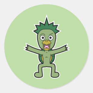 Pegatina Redonda Gawappa salvaje - Monstruo japonés Kappa Yokai